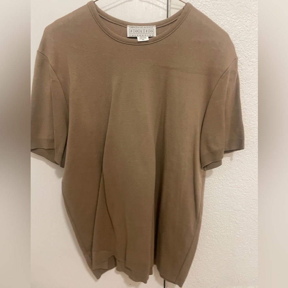 Vintage Saks fifth Avenue folio top women’s size large beige brown tan shirt